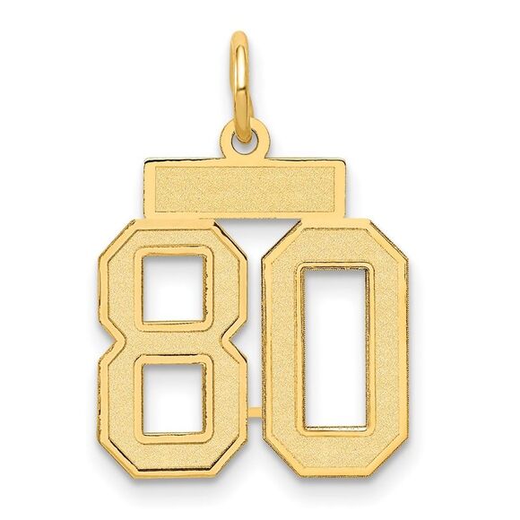 14k Yellow Gold Small Satin Number 80 Charm